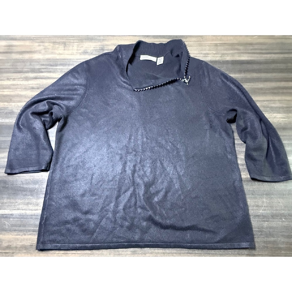 Luxe Originals‎ Pullover Sweater Embellished Neck Petite PXL